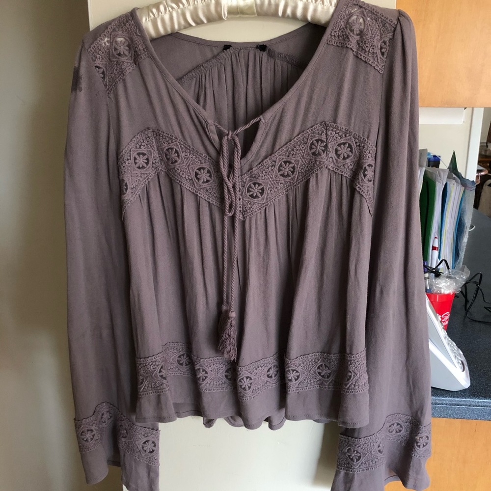Gray Boho Blouse
